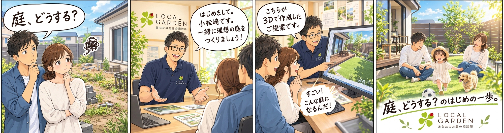 漫画で解説　あなたのお庭の相談所　ローカルガーデン